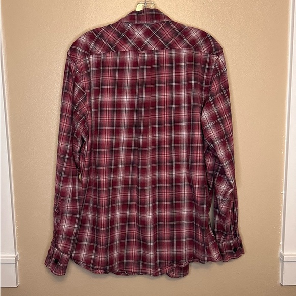 Land’s End Blake Shelton Red/Gray Plaid Button Down Flannel Shirt Size Large - Picture 9 of 10